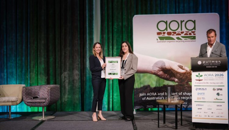 Kali Martin, Pure Environmental Sponsor and AORA Chair, and Aya Nasreddine at the 2026 AORA Annual Conference. Image: Paul Benjamin Photography